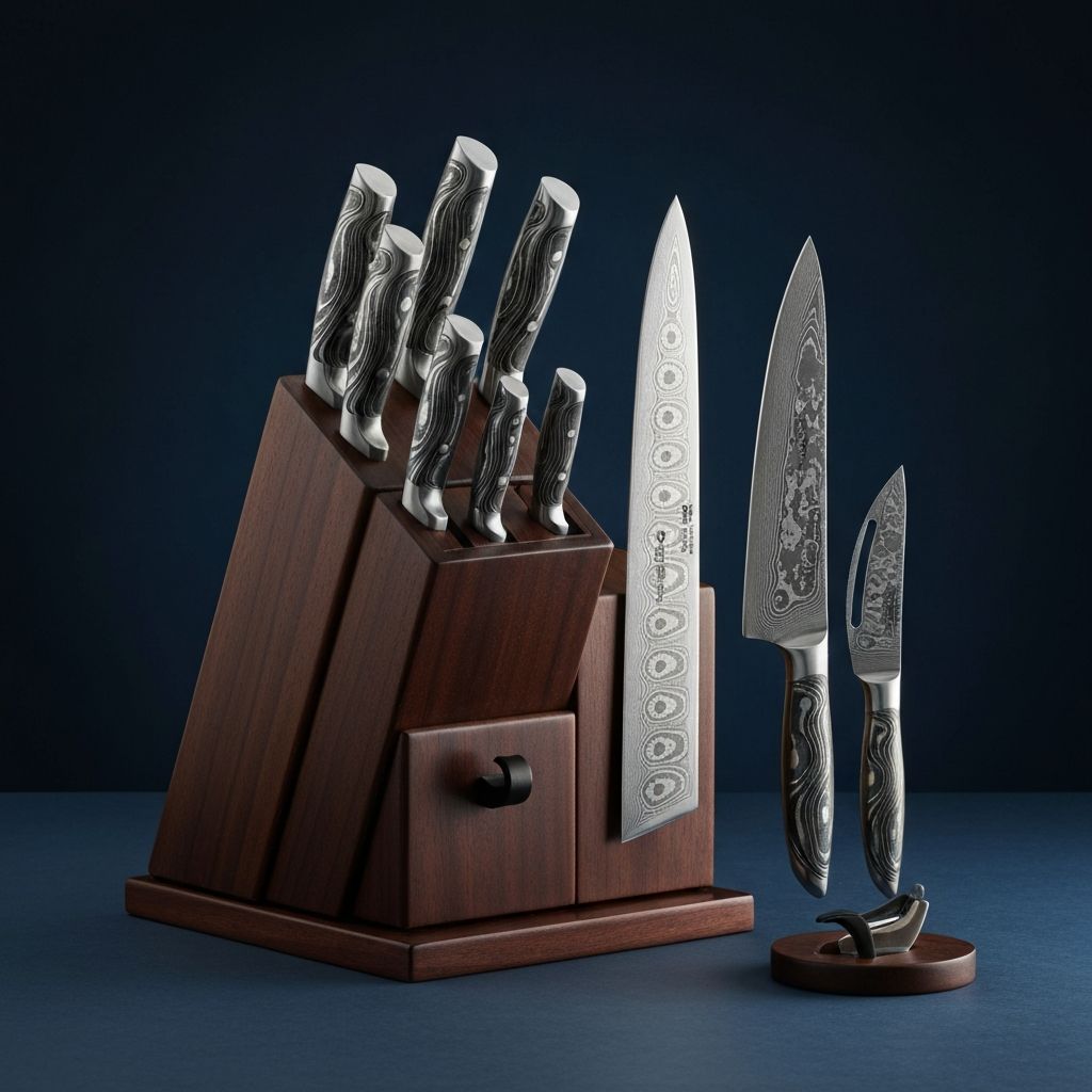 5-Piece Damascus Knife Block Set